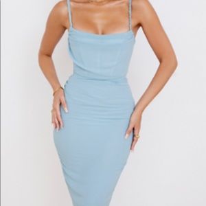 House of CB - Baby Blue Draped Corset Midi Dress